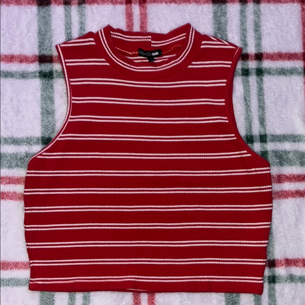 Fashion Nova Red Striped Women's Top
